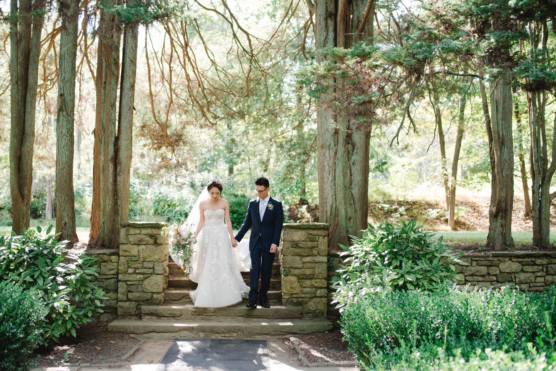 Bridal party, bridesmaids, groomsmen, parque at ridley creek state park